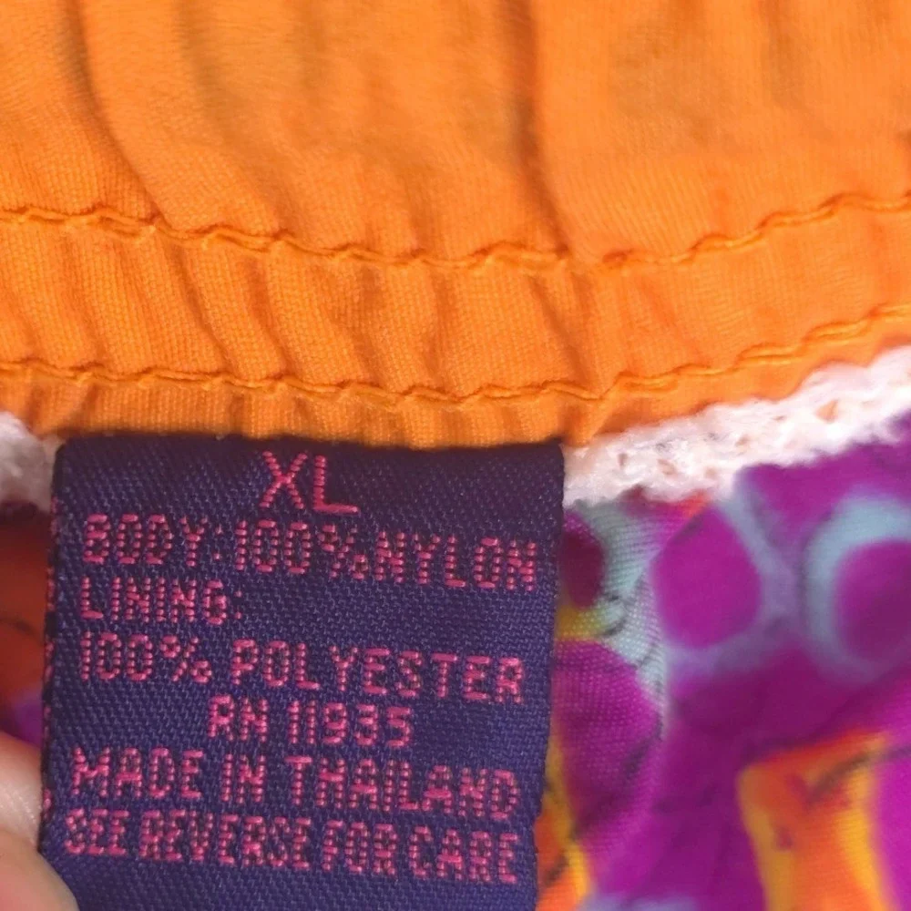 Weekends Beachwear Swim Trunks Men XL Purple Orange Vintage 90s Retro Print
